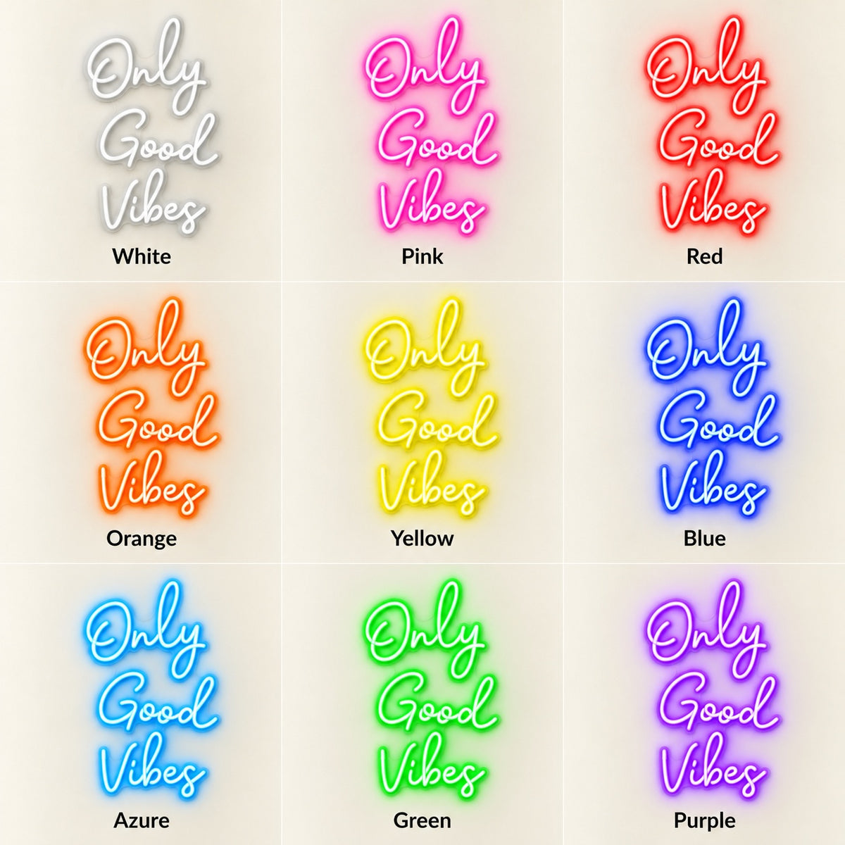 Only Good Vibes LED Neon Sign - nine-color grid