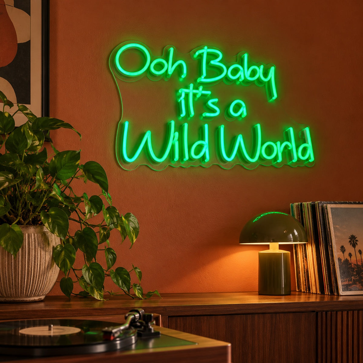 Ooh Baby It’s A Wild World LED Neon Sign - advertising view