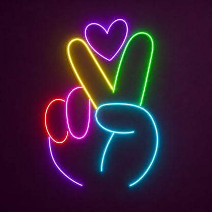 Peace Hand Heart LED Neon Sign - product hero