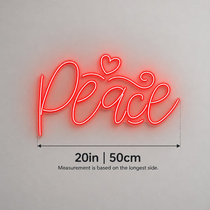 Peace LED Neon Sign - size guide