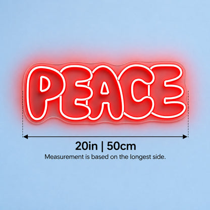 Peace LED Neon Sign - size guide