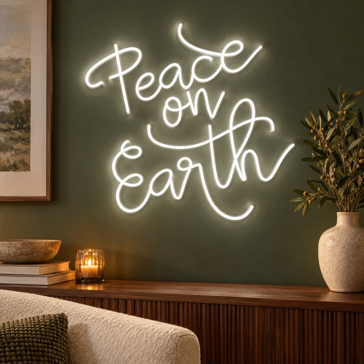 Peace On Earth LED Neon Sign - advertising view