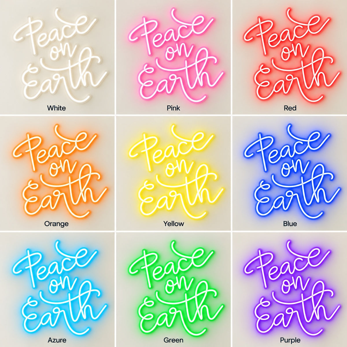 Peace On Earth LED Neon Sign - nine-color grid