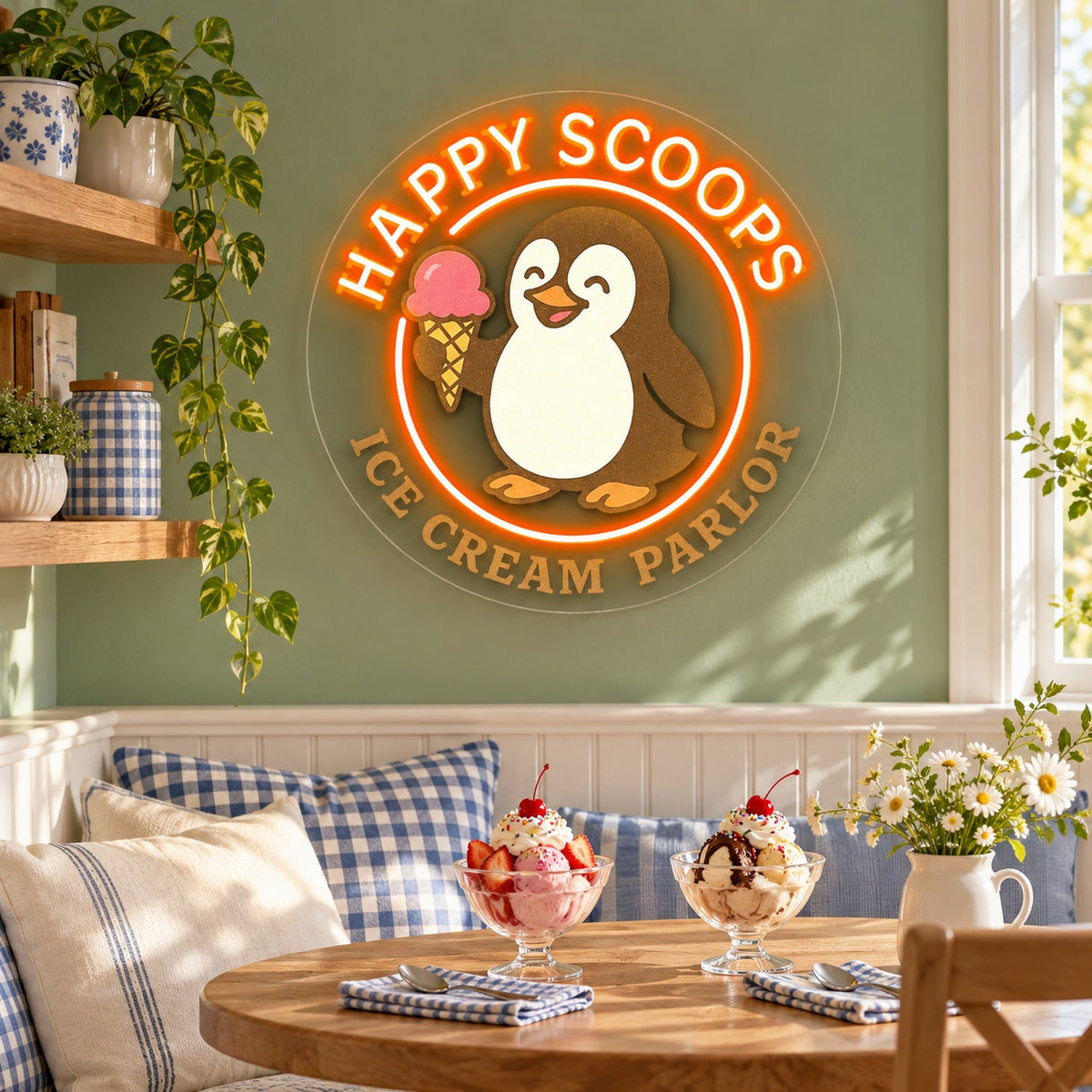 Penguin Ice Cream LED Neon Sign - lifestyle view