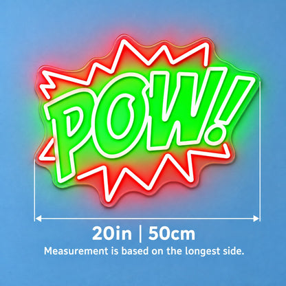 Pow LED Neon Sign - size guide