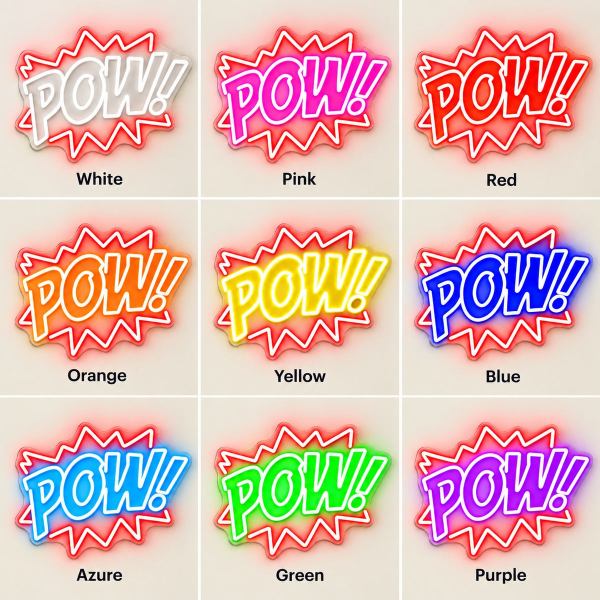 Pow LED Neon Sign - nine-color grid