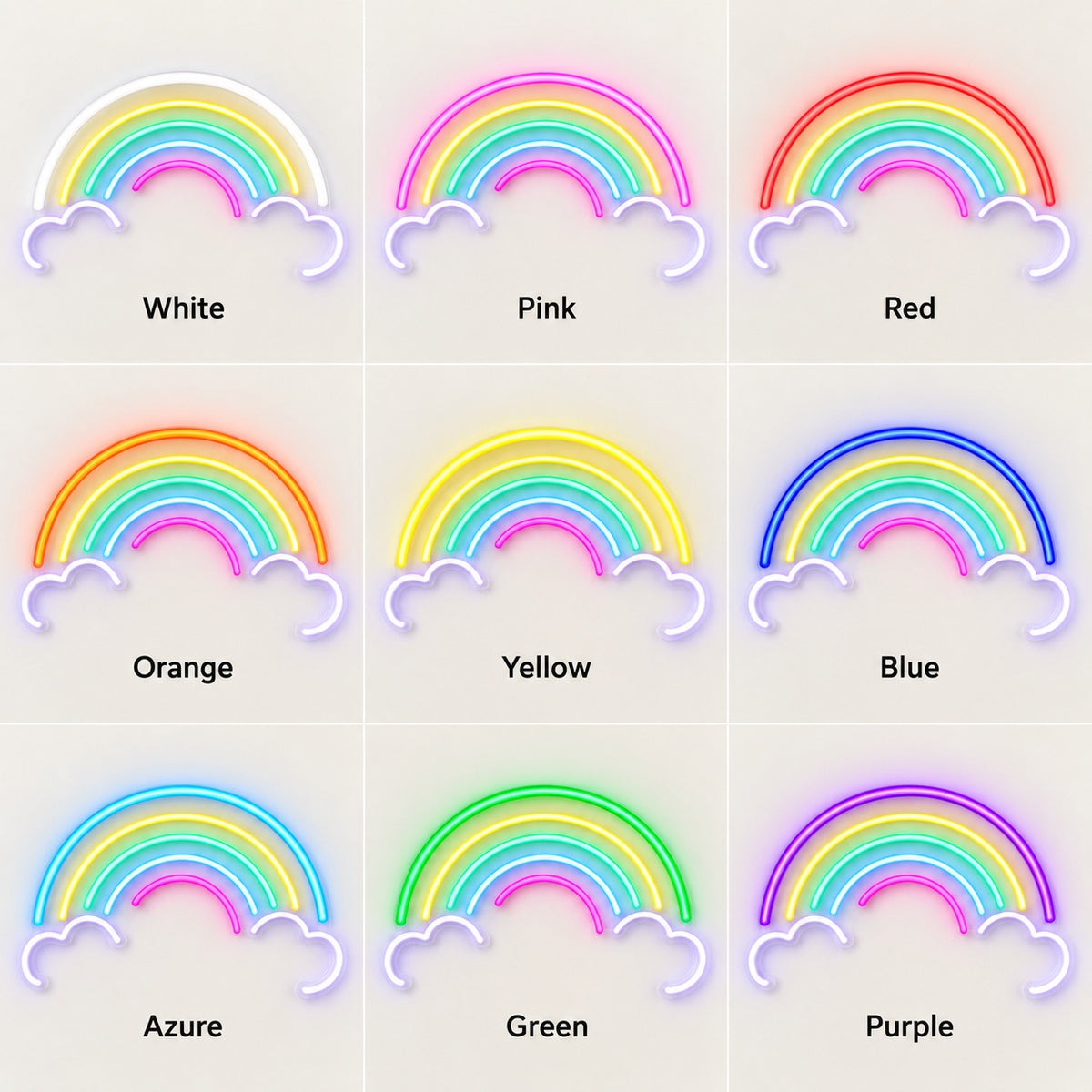 Rainbow Clouds LED Neon Sign - nine-color grid