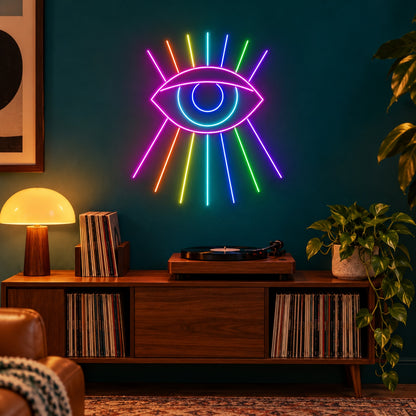 Rainbow Eye LED Neon Sign - advertising view