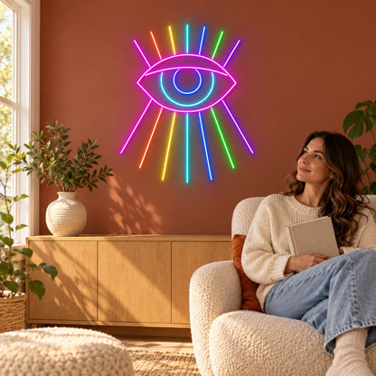 Rainbow Eye LED Neon Sign - lifestyle view