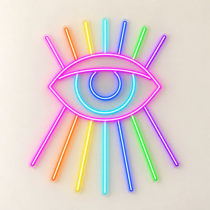 Rainbow Eye LED Neon Sign - natural light view