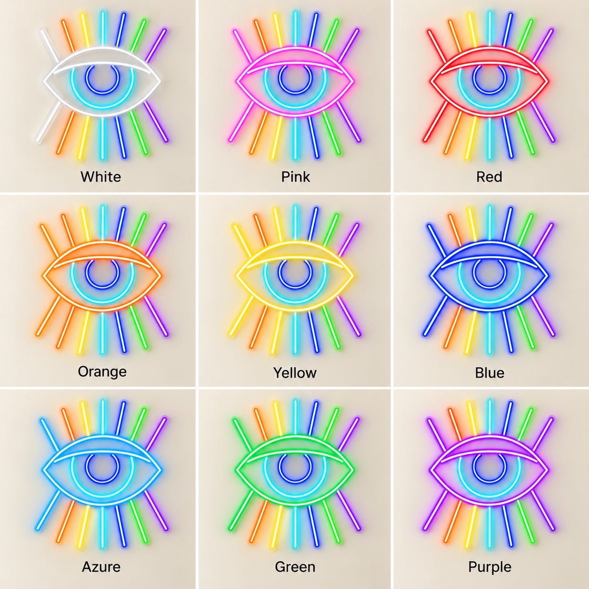 Rainbow Eye LED Neon Sign - nine-color grid