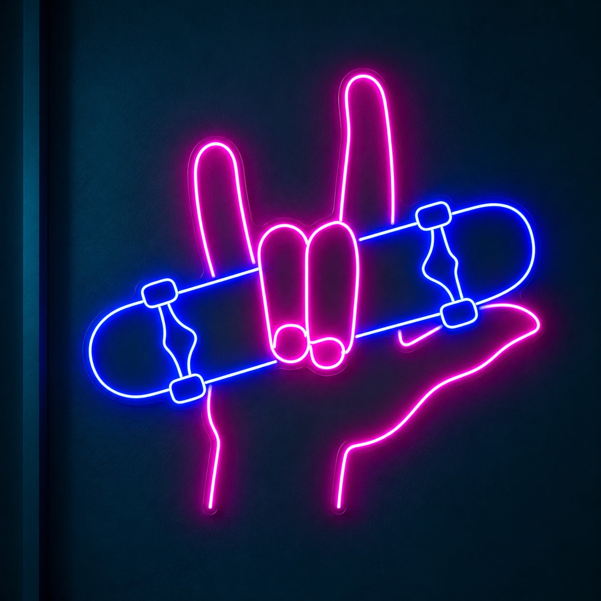 Rock Hand Skateboard LED Neon Sign - product hero