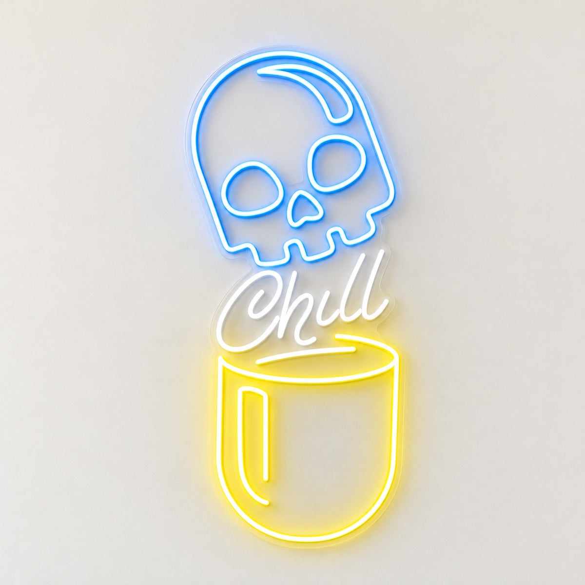 Skull Chill Cup LED Neon Sign - natural light view