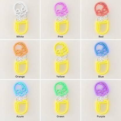 Skull Chill Cup LED Neon Sign - nine-color grid