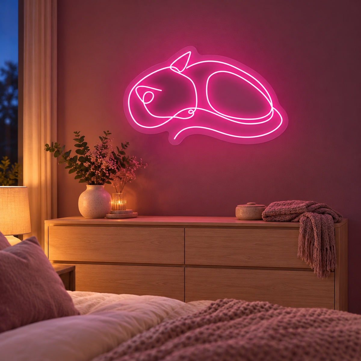 Sleeping Cat LED Neon Sign - advertising view