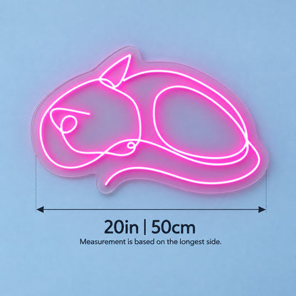 Sleeping Cat LED Neon Sign - size guide