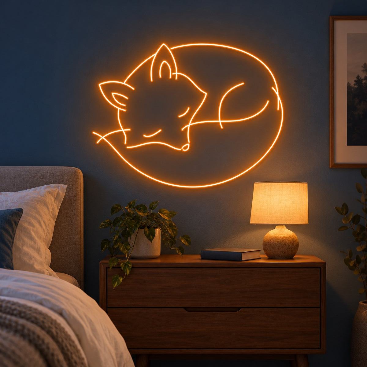 Sleeping Fox LED Neon Sign - advertising view