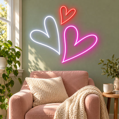 Triple Hearts LED Neon Sign - lifestyle view