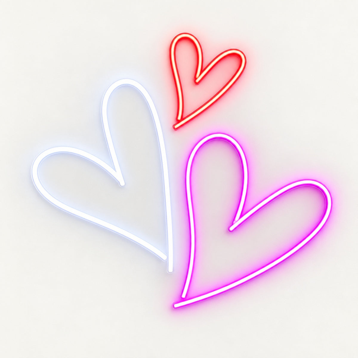 Triple Hearts LED Neon Sign - natural light view