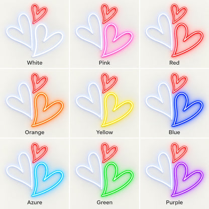 Triple Hearts LED Neon Sign - nine-color grid