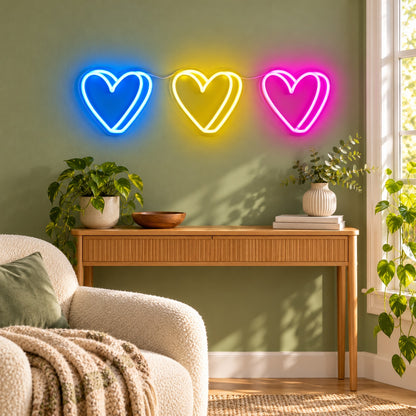 Triple Hearts LED Neon Sign - lifestyle view