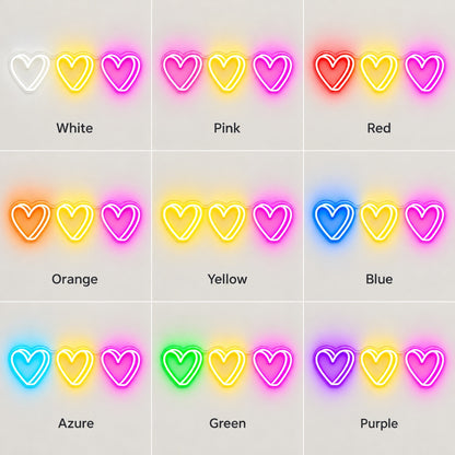 Triple Hearts LED Neon Sign - nine-color grid
