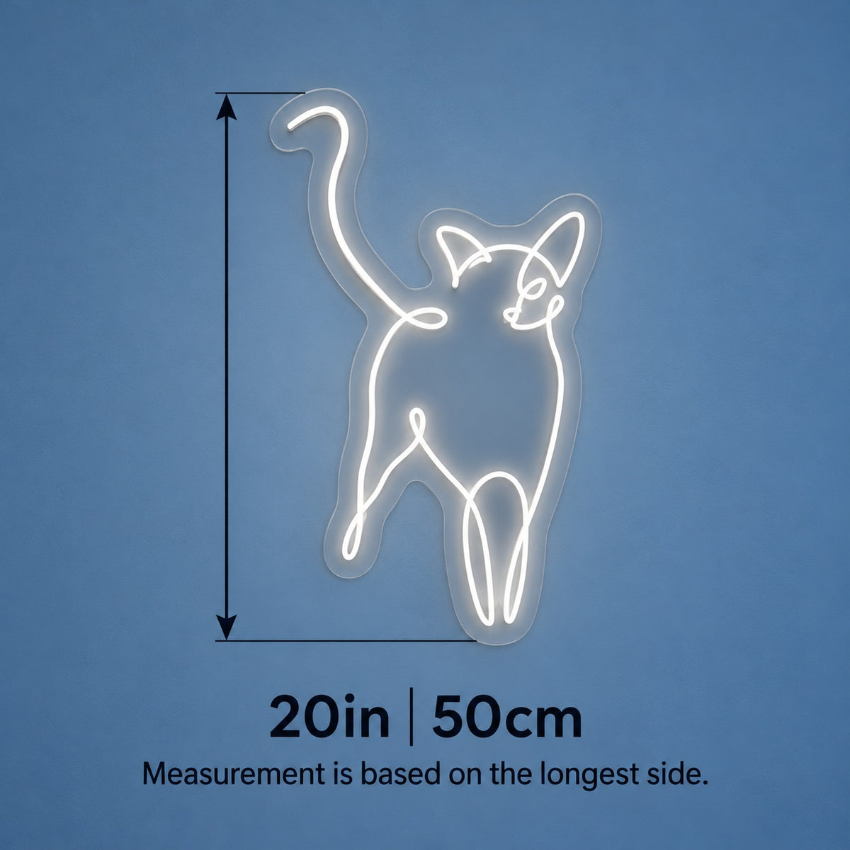 Walking Cat LED Neon Sign - size guide