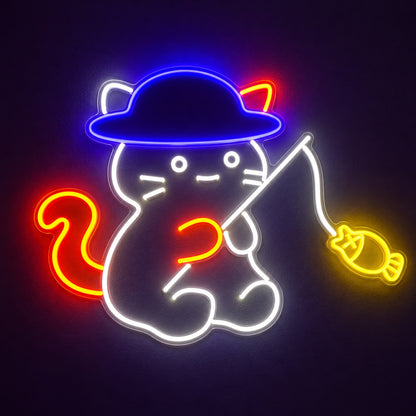 Witch Cat Fishing LED Neon Sign - product hero