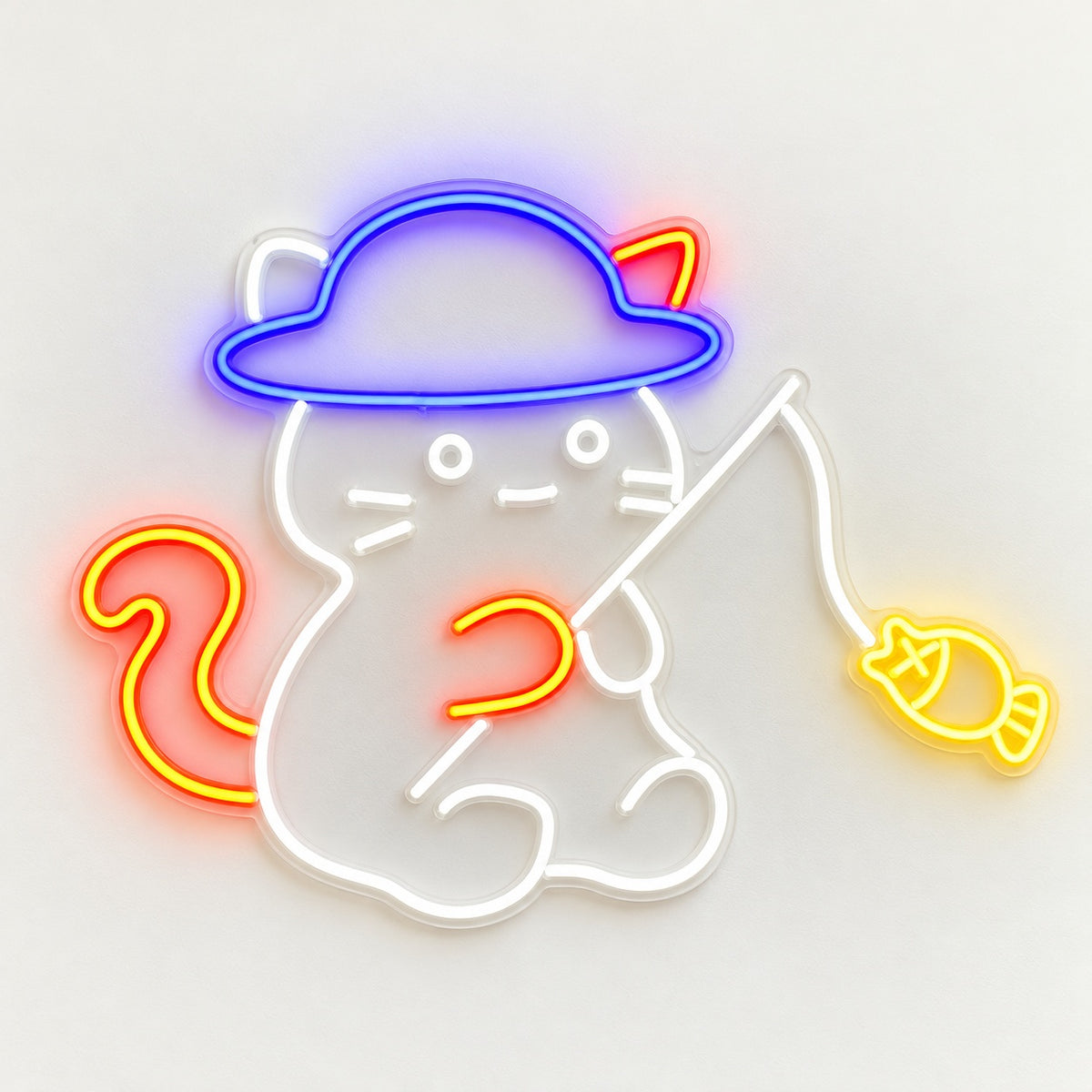 Witch Cat Fishing LED Neon Sign - natural light view