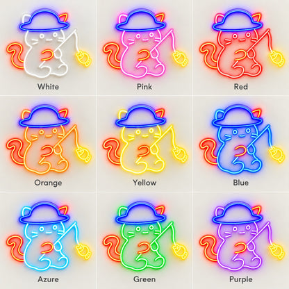 Witch Cat Fishing LED Neon Sign - nine-color grid