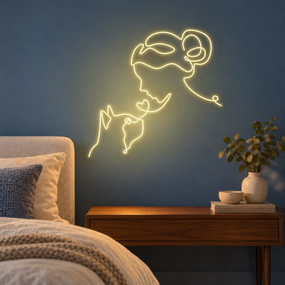 Woman And Cat LED Neon Sign - advertising view