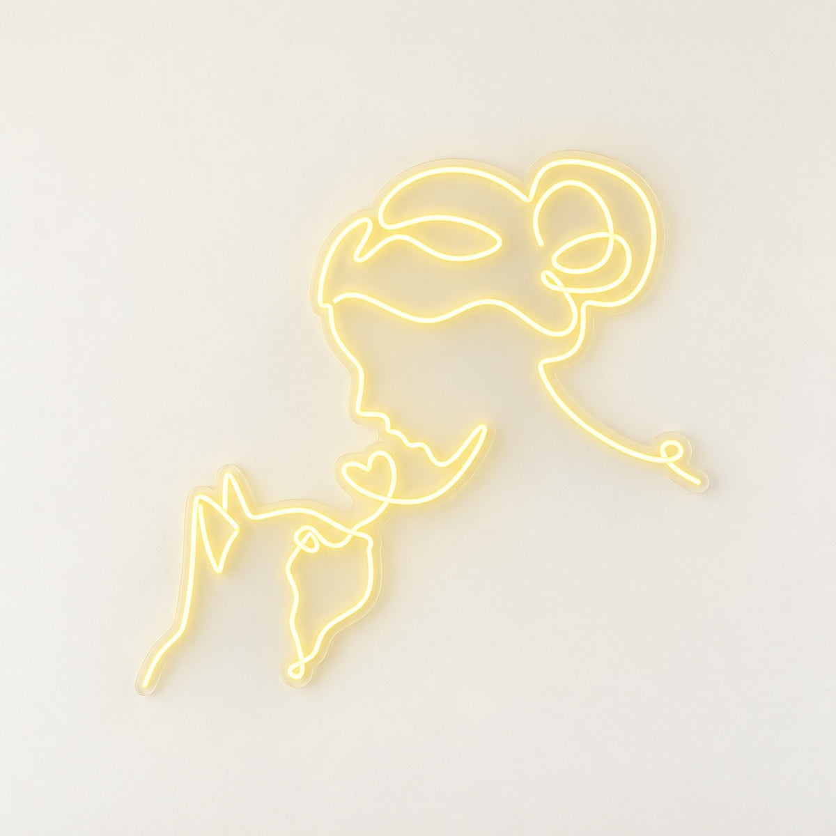 Woman And Cat LED Neon Sign - natural light view