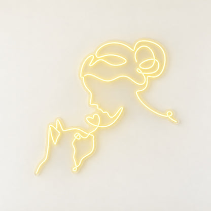 Woman And Cat LED Neon Sign - natural light view