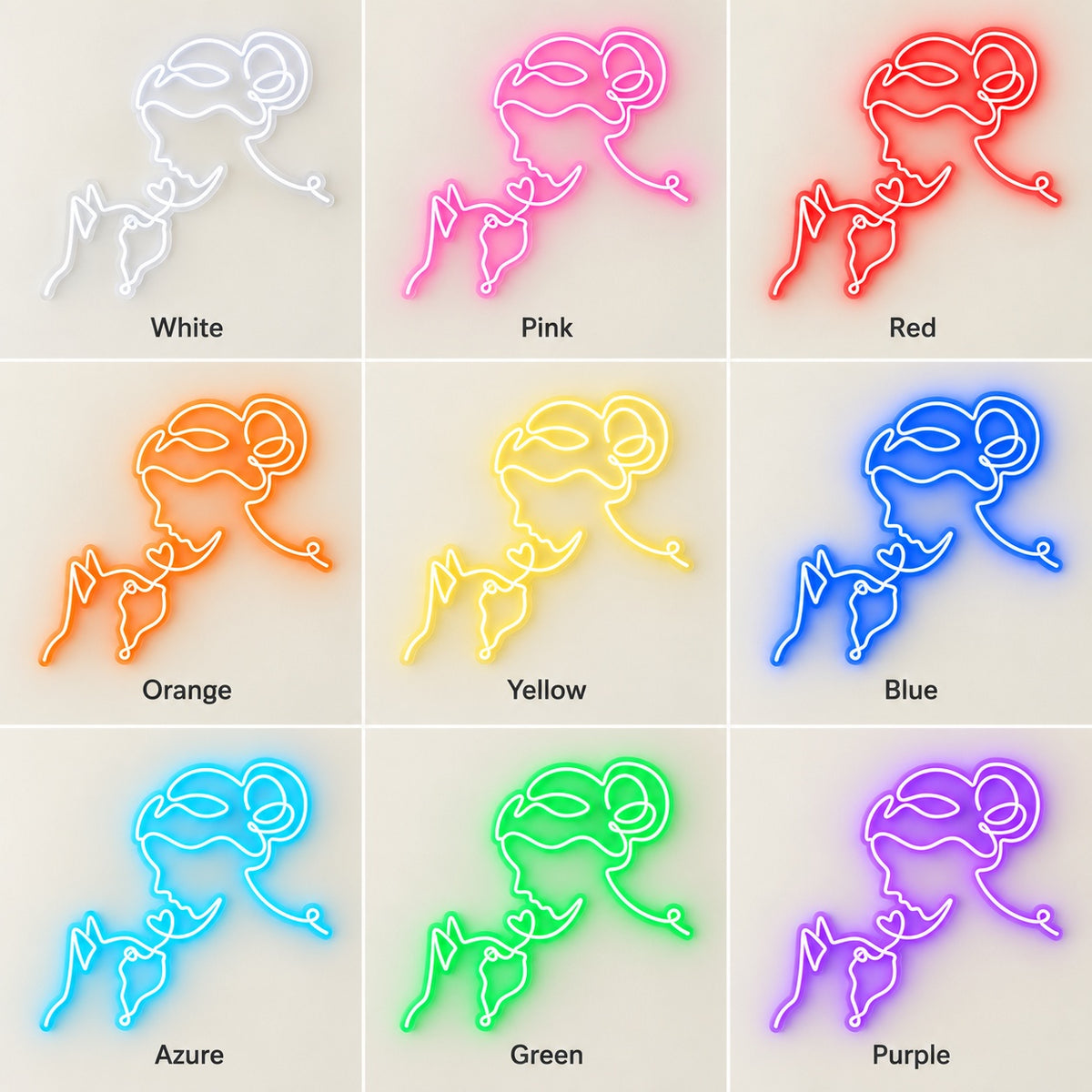 Woman And Cat LED Neon Sign - nine-color grid