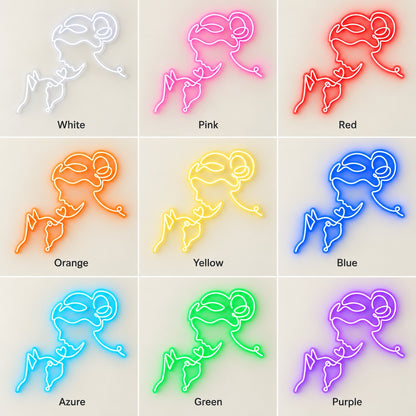 Woman And Cat LED Neon Sign - nine-color grid
