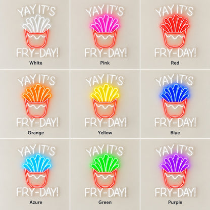 Yay It's Fry-Day LED Neon Sign - nine-color grid