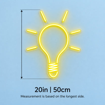 Light Bulb LED Neon Sign - size guide