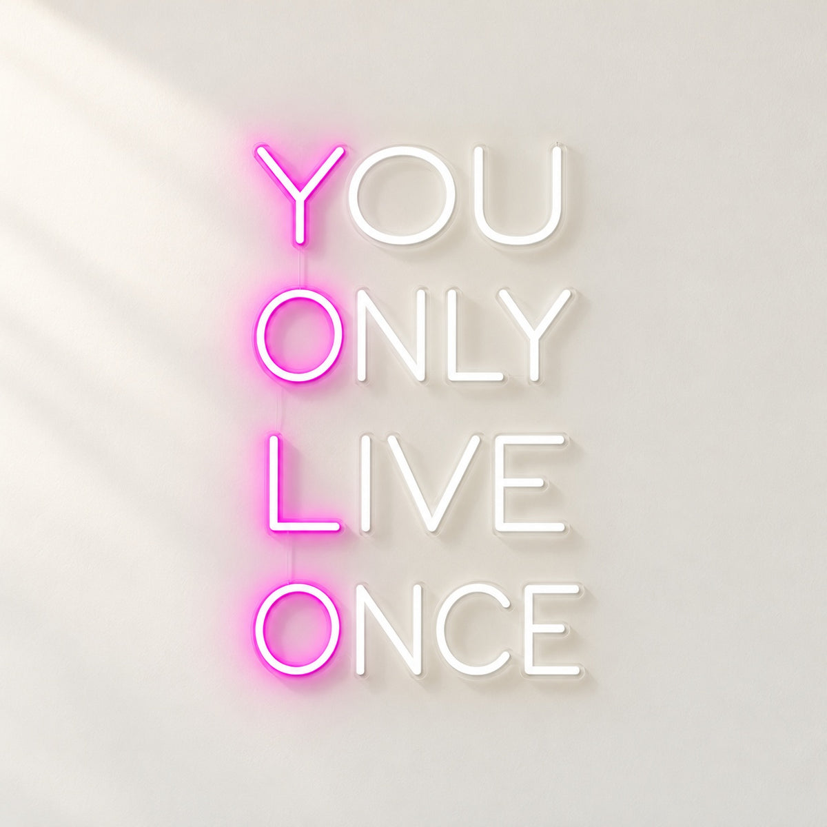 You Only Live Once LED Neon Sign - natural light view