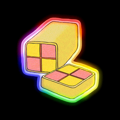 Battenberg Cake Snack Food Led Neon Sign Rgb Color - LED neon sign close-up detail