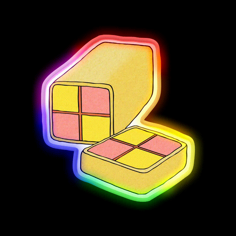 Battenberg Cake Snack Food Led Neon Sign Rgb Color - LED neon sign close-up detail