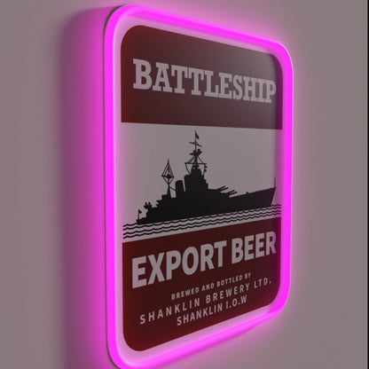 Battleship Export Beer Rgb Led Neon Sign - LED neon sign close-up detail
