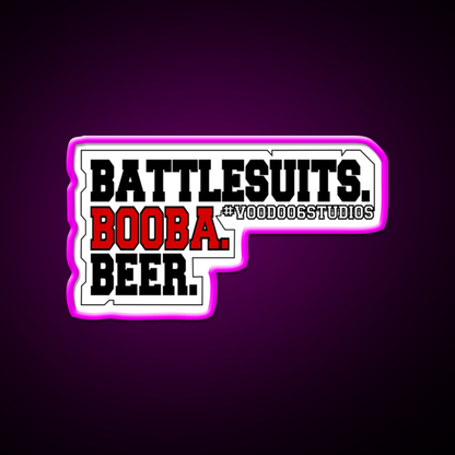 Battlesuits Booba Beer In Red Beer Bar Decor Led Neon Sign Rgb Color - Neon sign mounted on wall in room