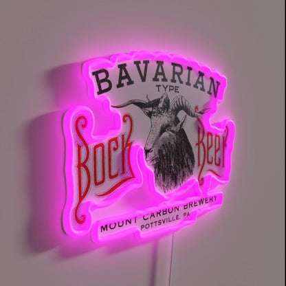 Bavarian Bock Beer Retro Defunct Breweriana Rgb Led Neon Sign - LED neon sign close-up detail