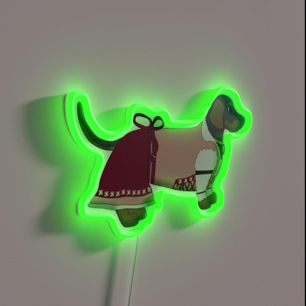 Bavarian Girl Dog Rgb Led Neon Sign - LED neon sign close-up detail