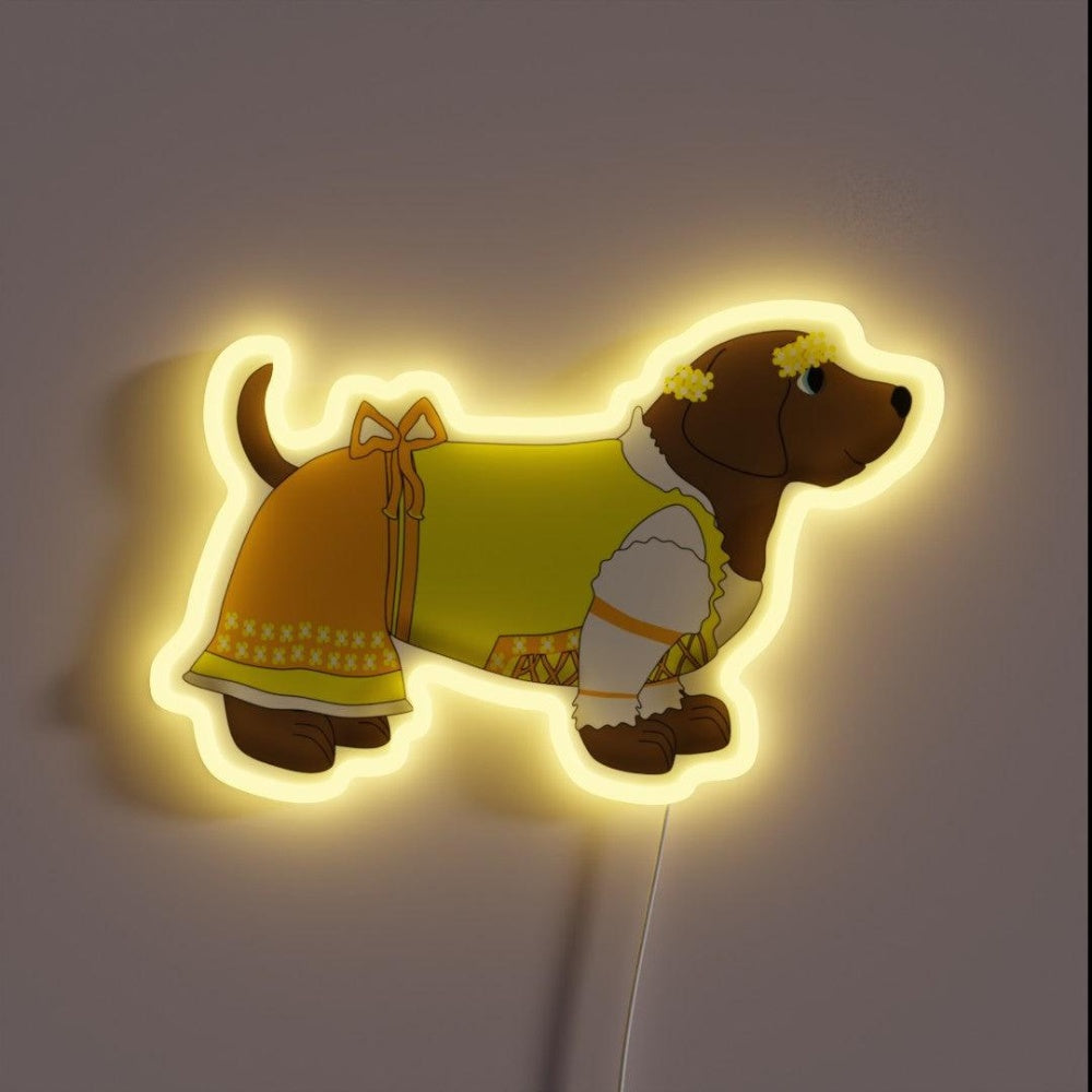 Bavarian Little Girl Dog Rgb Led Neon Sign - Custom LED neon sign front view