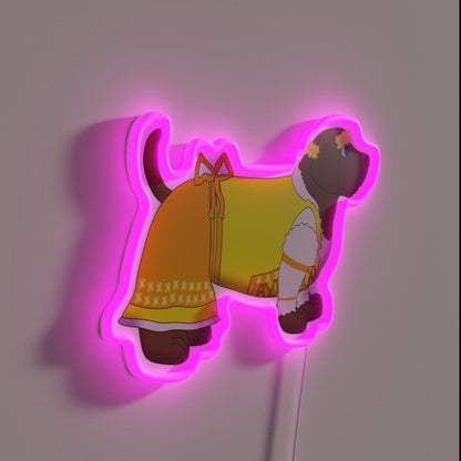 Bavarian Little Girl Dog Rgb Led Neon Sign - LED neon sign close-up detail