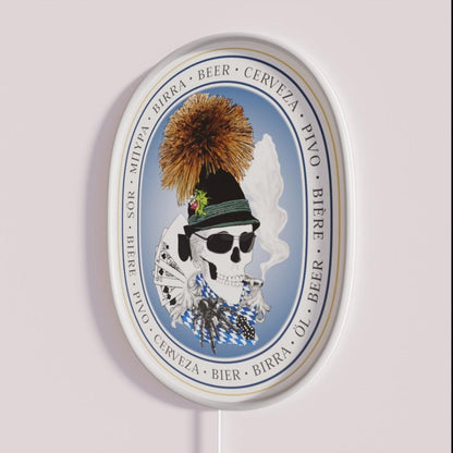 Bayern Skull Rgb Led Neon Sign - Neon sign mounted on wall in room