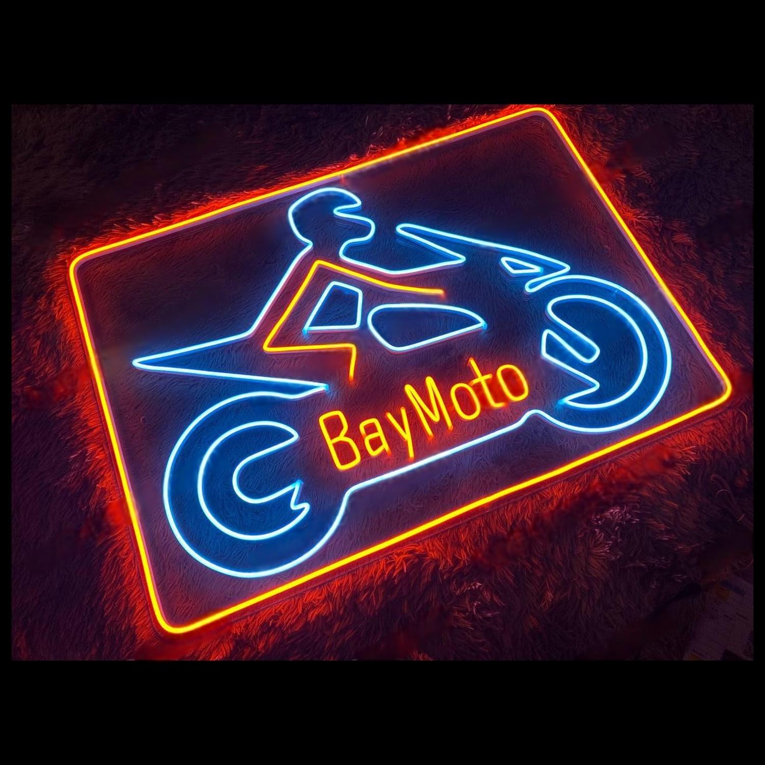Baymoto Red Blue Orange Led Neon Sign For Motorcycle Shop Decor | Shineneon