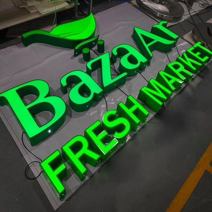 Bazaar Fresh Market 3D Frontlit Letters Metal Led Sign - Shineneon