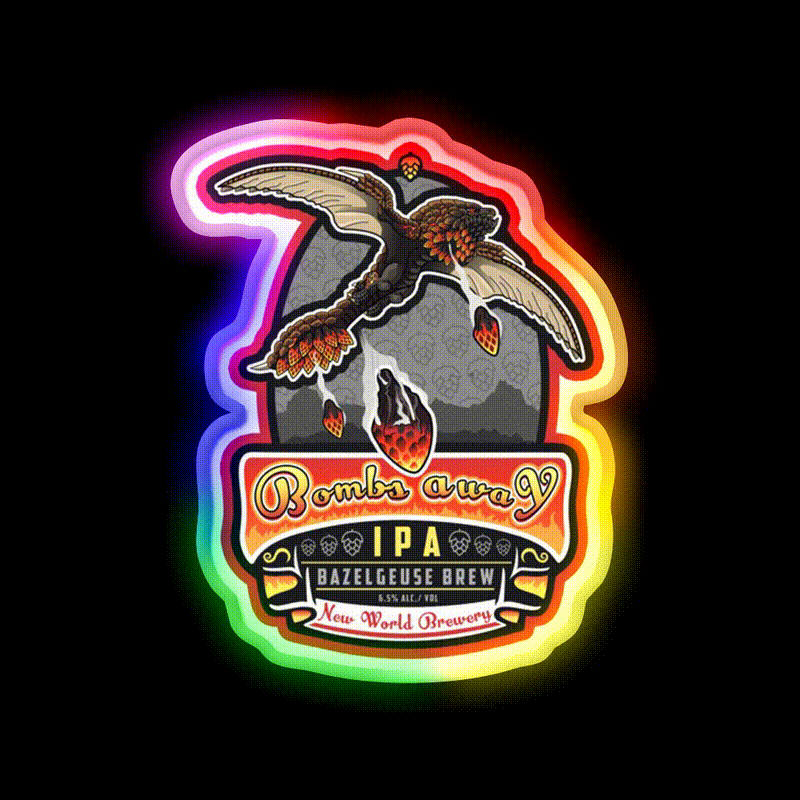 Bazelgeuse Bombs Away Ipa Beer Bar Decor Led Neon Sign Rgb Color - LED neon sign close-up detail